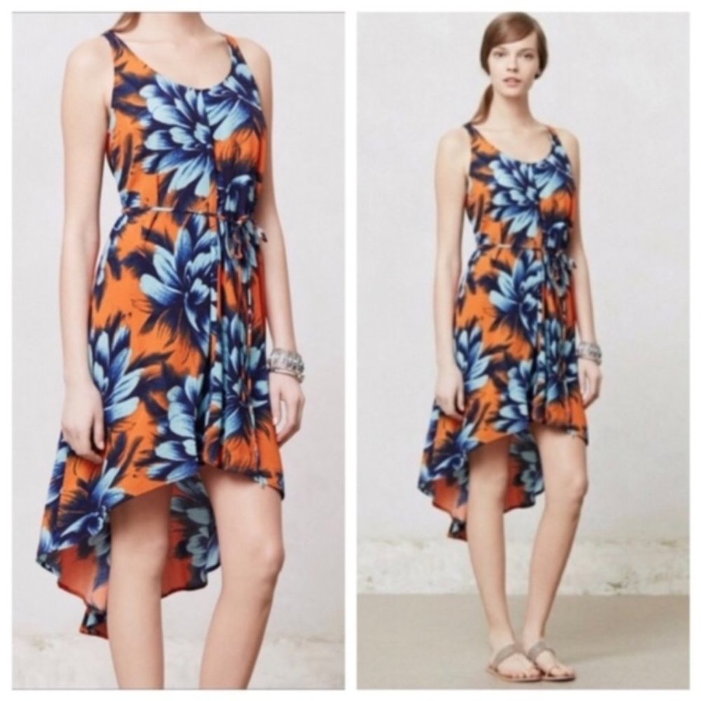 Maeve Orange Hibiscus High Low Dress